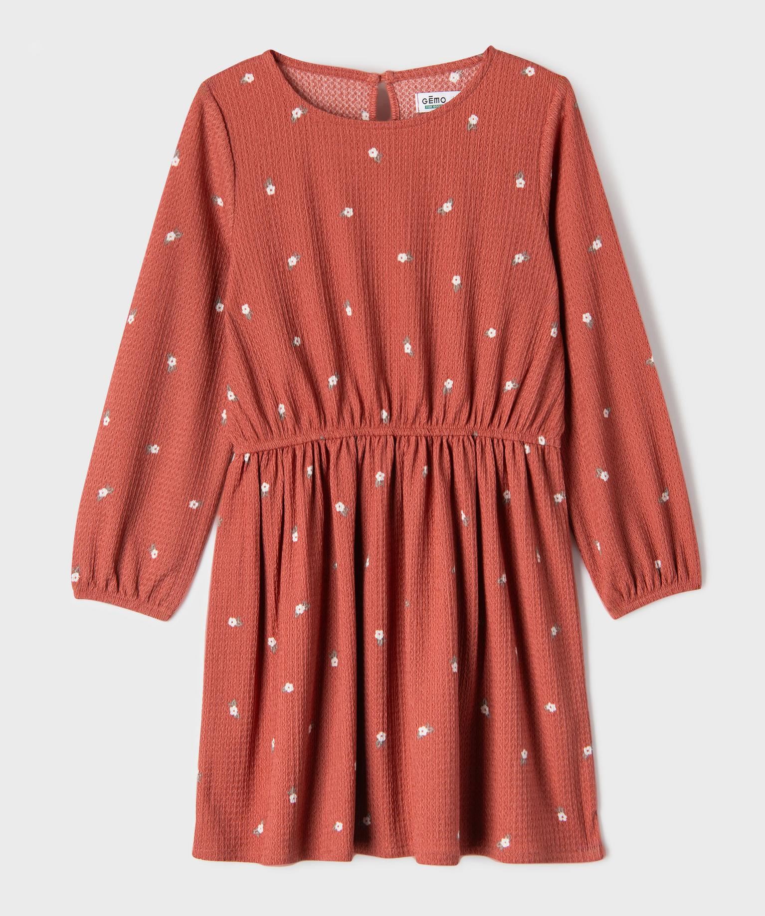 robe manches longues en maille extensible imprime fille rose
