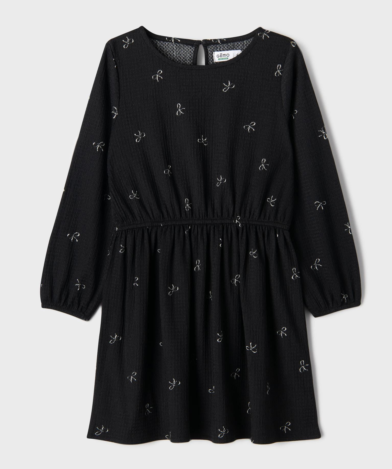 robe manches longues en maille extensible imprime fille noir