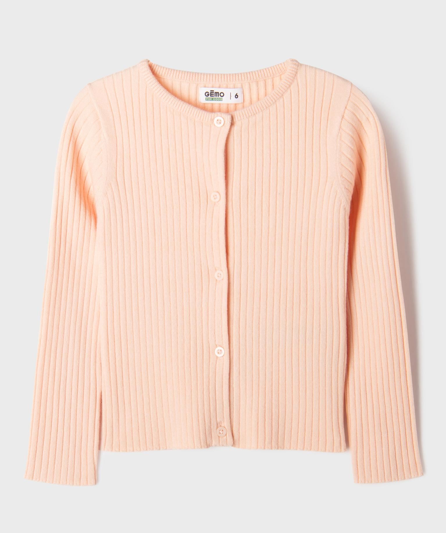 gilet en maille cotelee coupe ajustee fille rose standard gilets