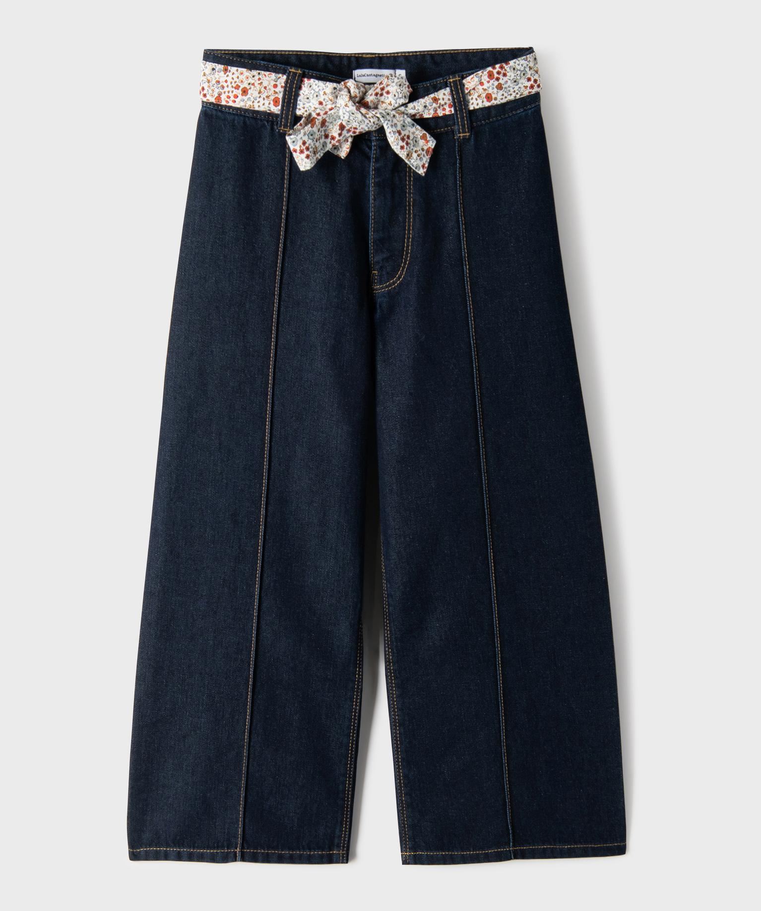 jean wide leg avec taille ajustable fille - lulucastagnette bleu standard jeans