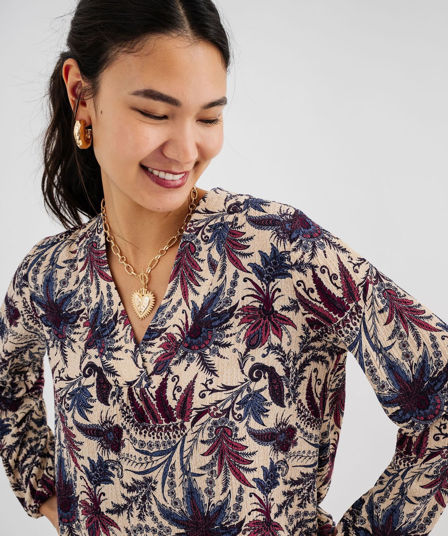 tee-shirt a manches longues et col v femme multicolore t-shirts manches longues