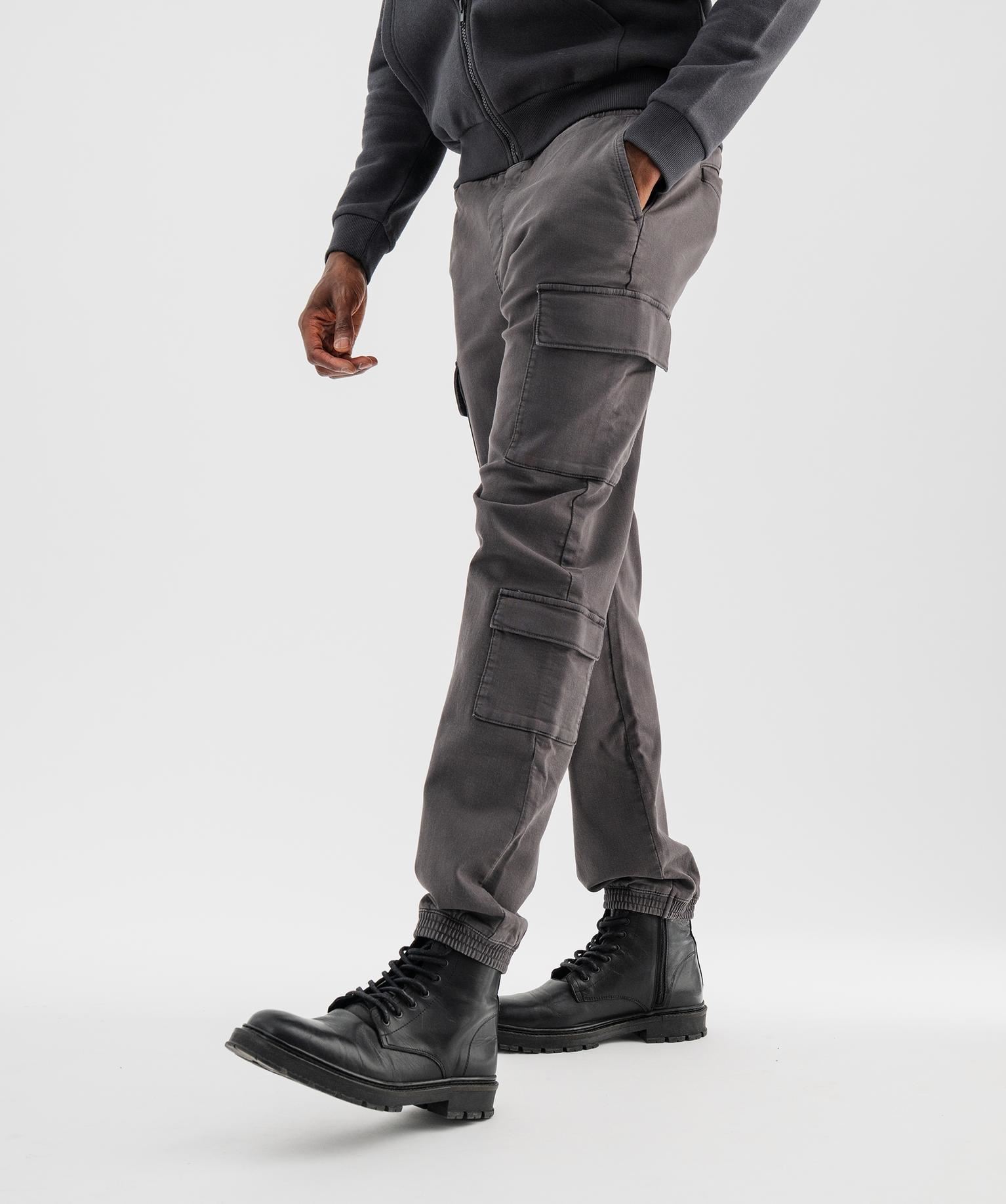 pantalon jogger coupe cargo avec taille ajustable homme gris