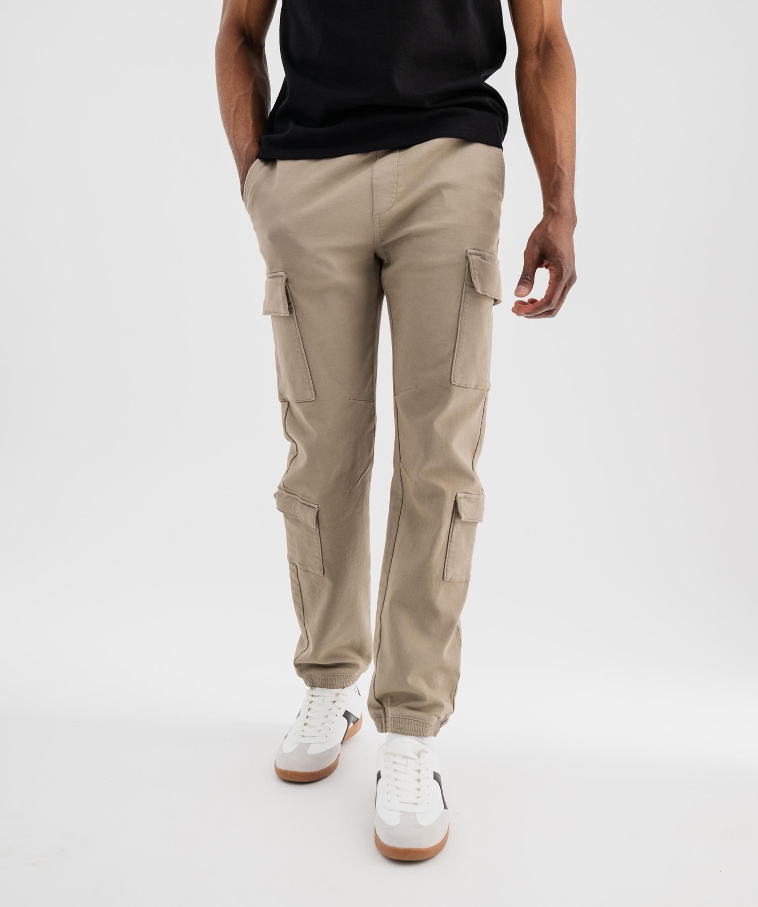 pantalon jogger coupe cargo avec taille ajustable homme beige standard