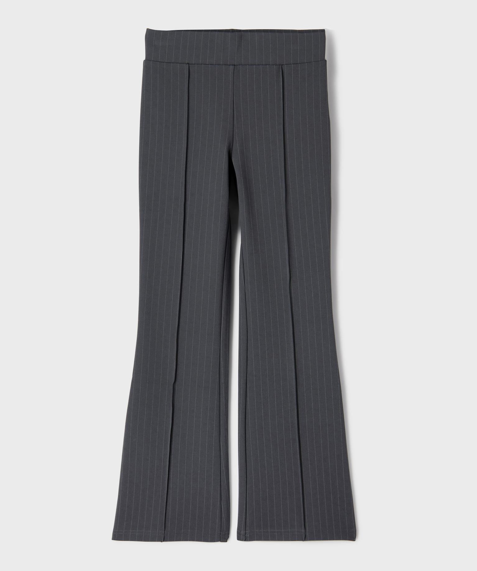 pantalon raye coupe flare en maille extensible fille gris pantalons