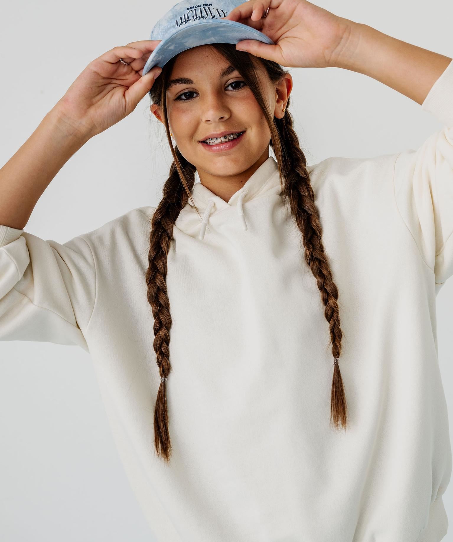 sweat a capuche en molleton uni fille beige standard sweats