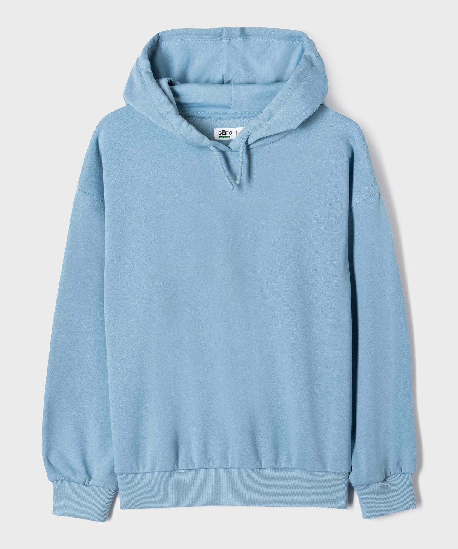 sweat a capuche en molleton uni fille bleu grise sweats