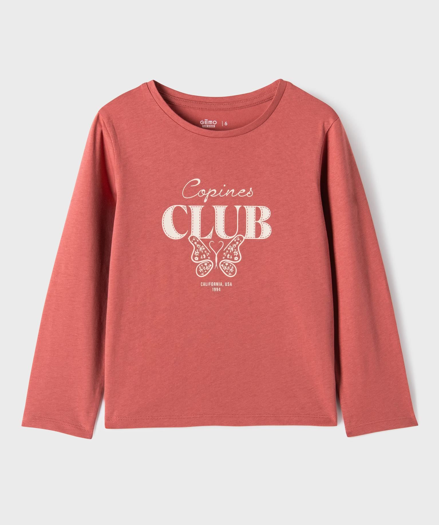 tee-shirt manches longues avec motif girly fille rose standard