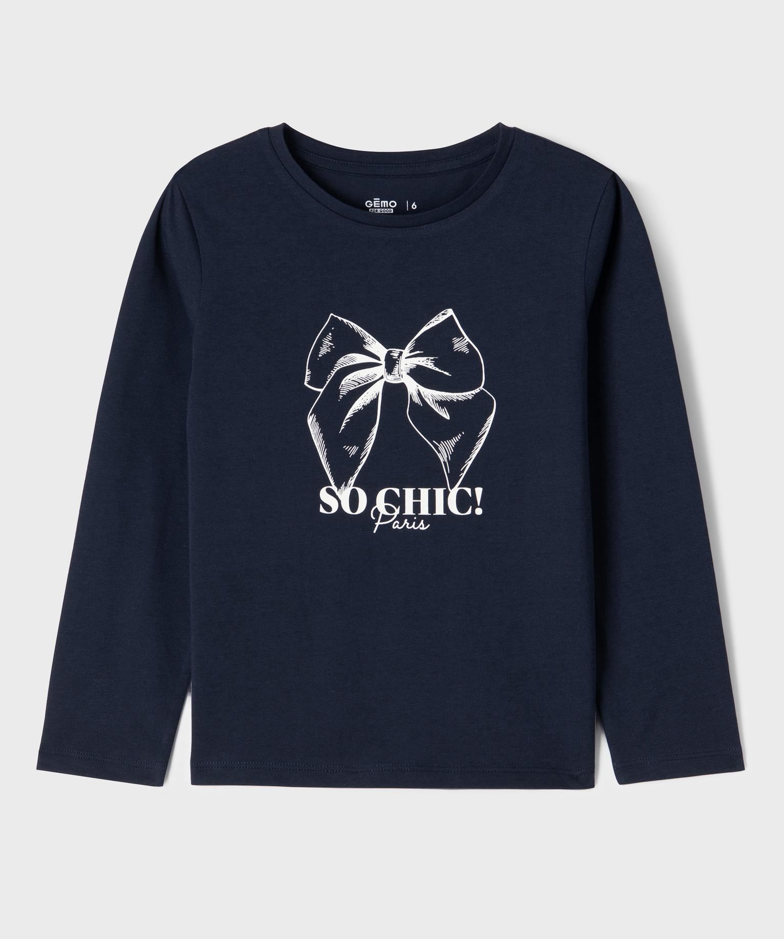 tee-shirt manches longues avec motif girly fille bleu