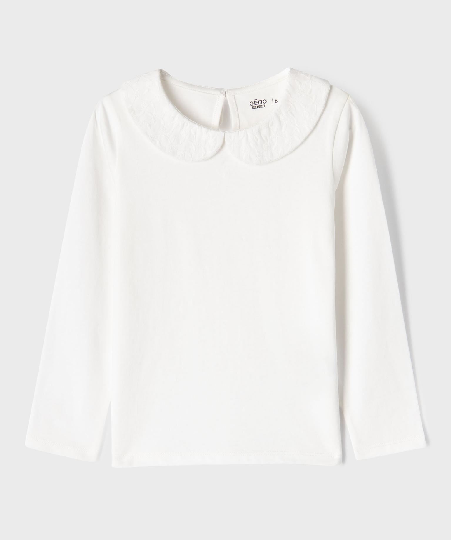 tee-shirt manches longues avec col claudine fille beige tee-shirts