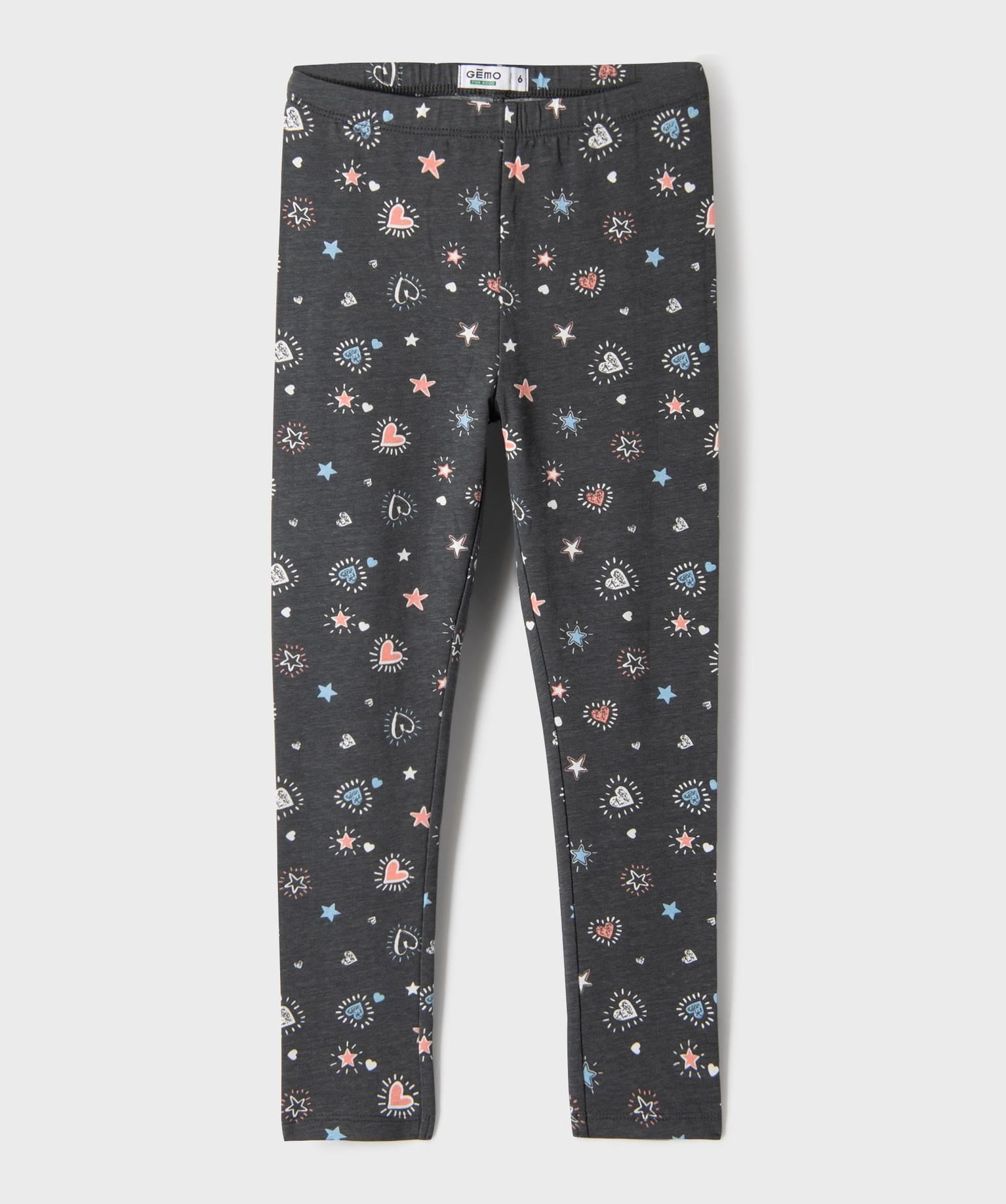 legging imprime en maille fine fille gris