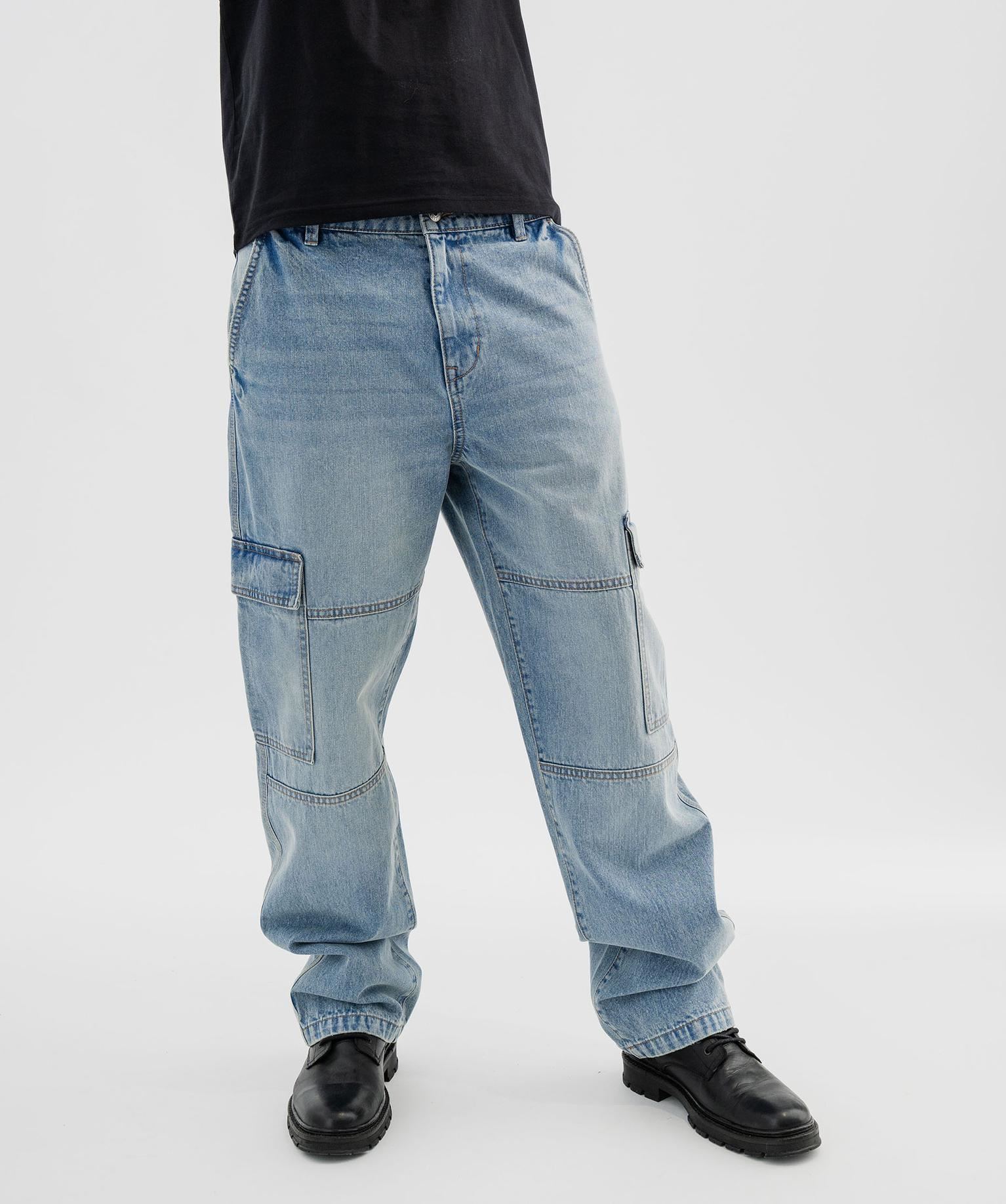 jean large coupe cargo homme bleu
