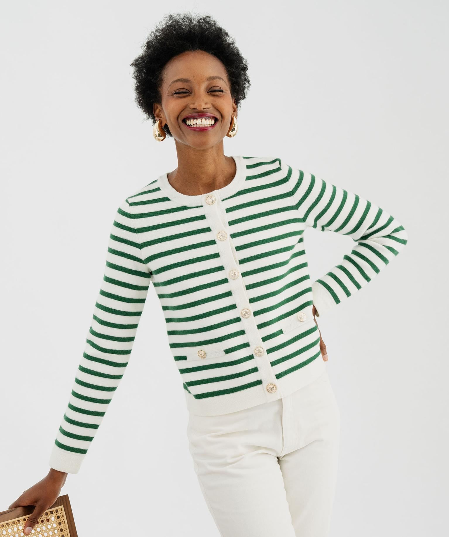 gilet raye en maille viscose douce et epaisse femme imprime