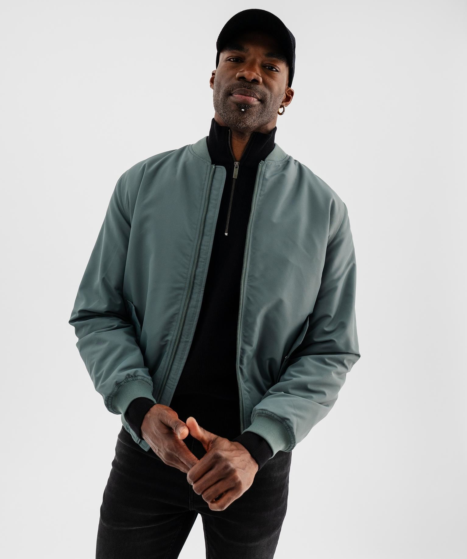 blouson zippe style bombers homme vert standard doudoune homme GÉMO