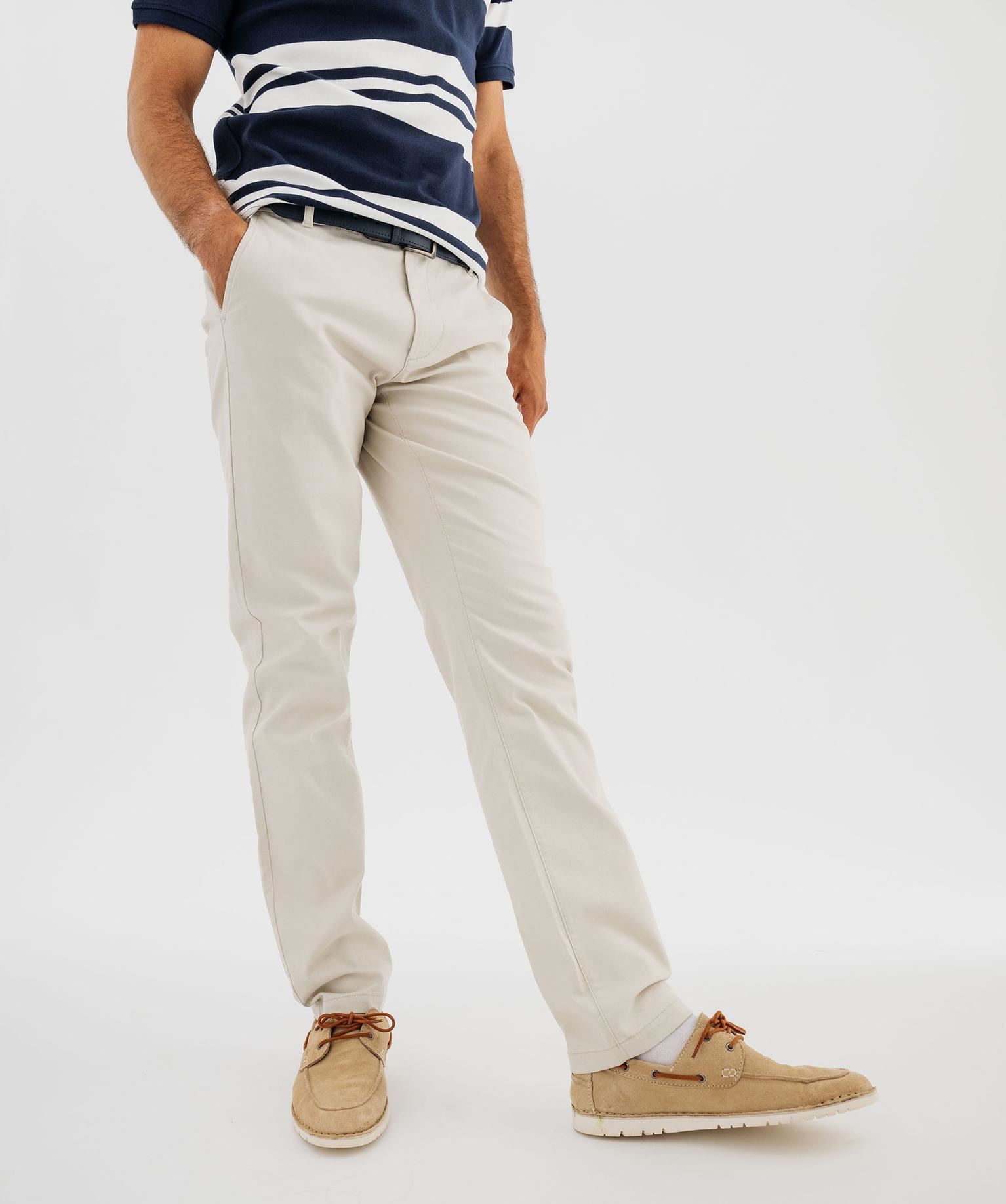 pantalon chino en coton stretch avec ceinture tressee homme beige standard