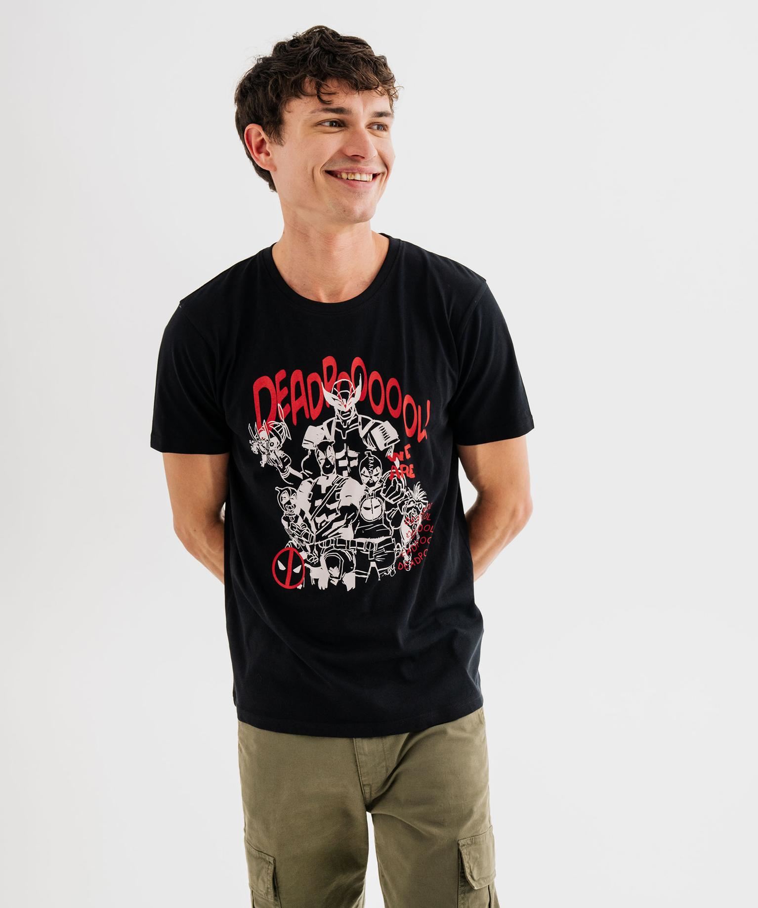 tee-shirt manches courtes motif dead pool homme - marvel noir standard