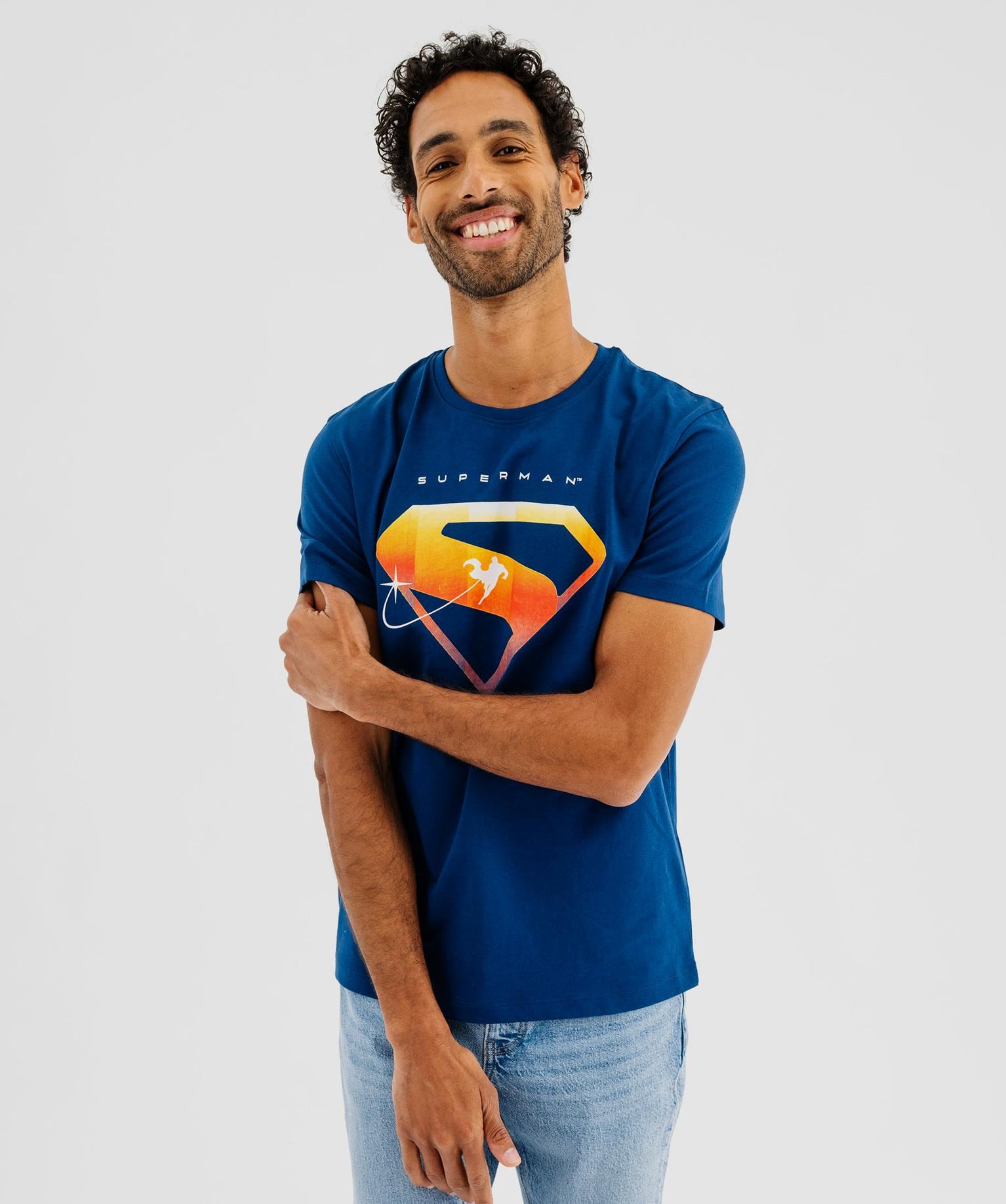 tee-shirt manches courtes avec motif xxl - superman bleu