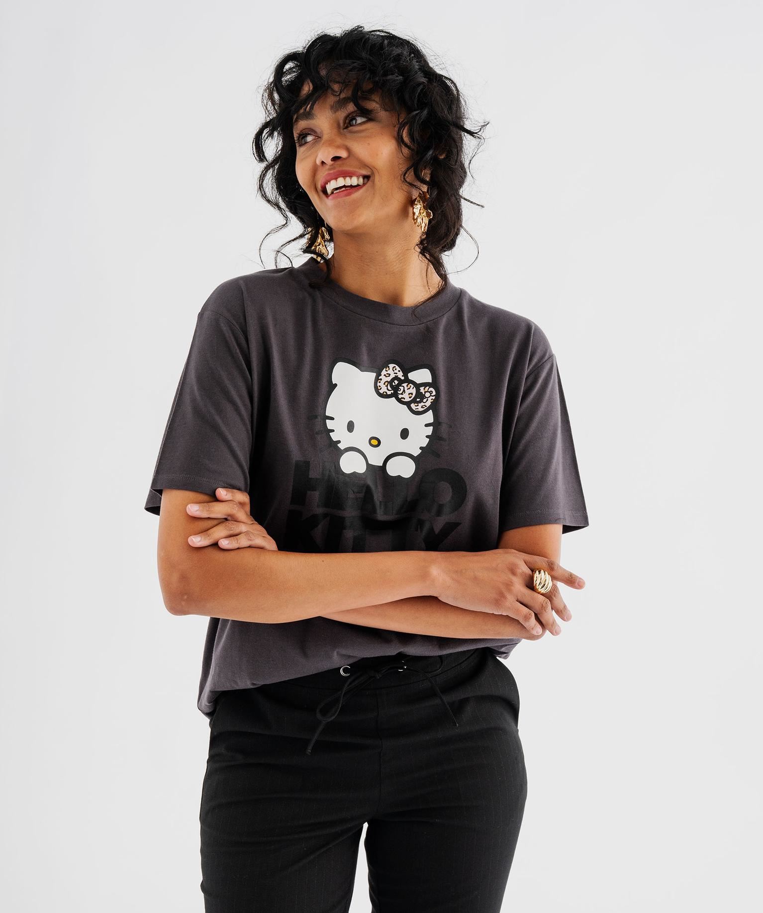 tee-shirt a manches courtes avec motif chat femme - hello kitty gris standard
