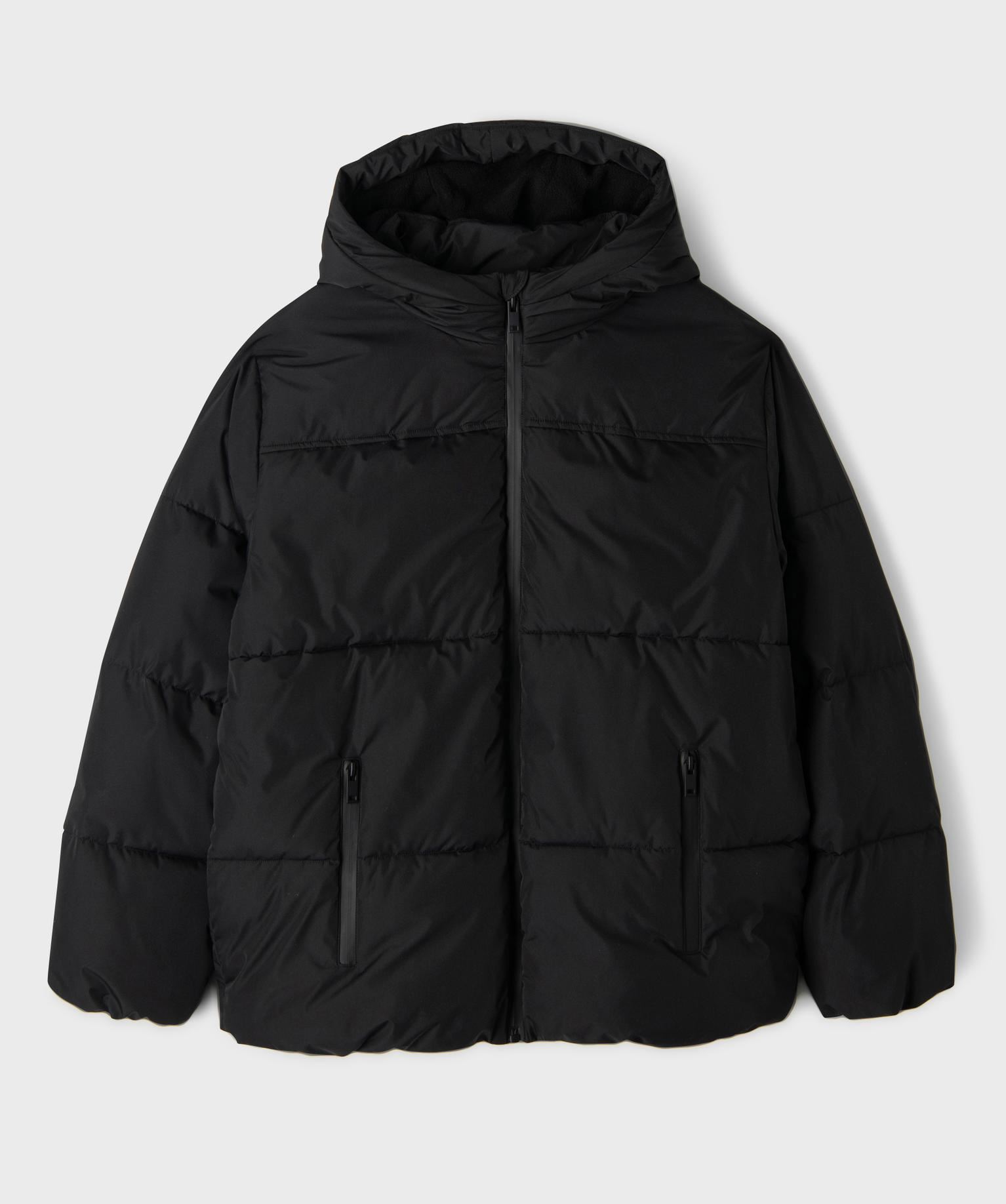 doudoune a capuche en matiere deperlante doublee polaire garcon noir standard