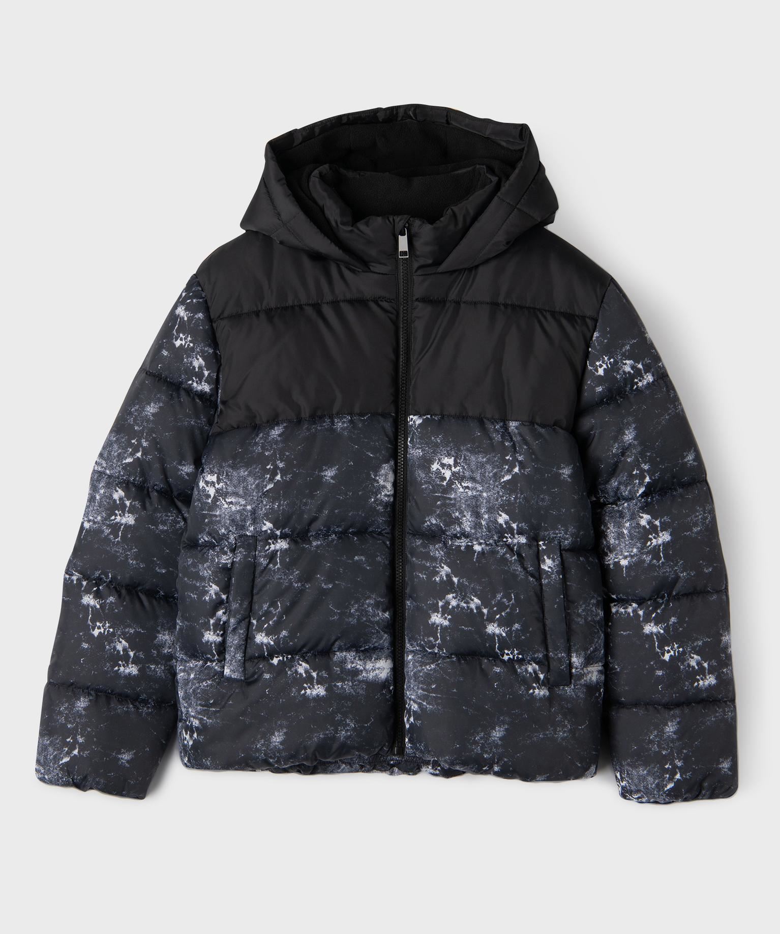 blouson matelasse a capuche bicolore garcon noir standard