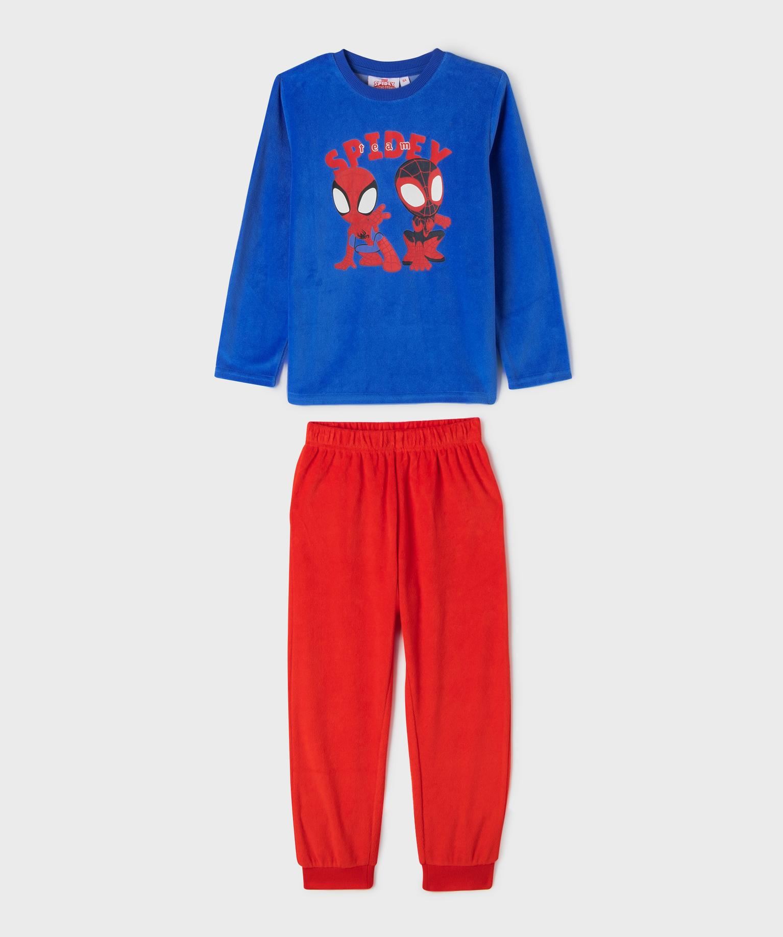 pyjama en velours bicolore motif spidey garcon - marvel bleu standard
