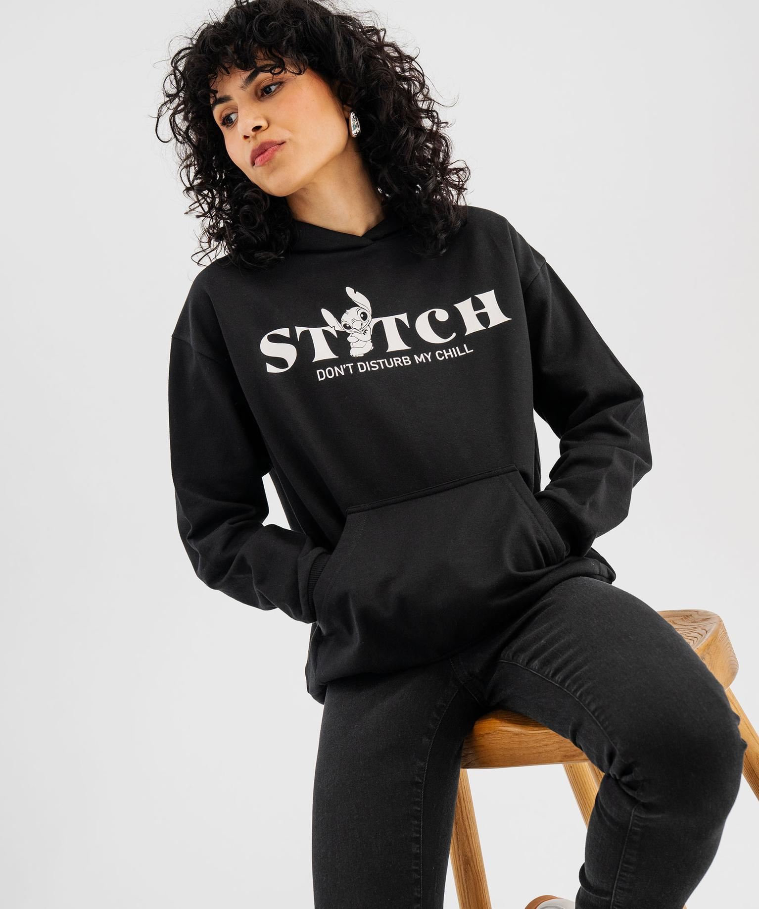 sweat a capuche imprime femme - stitch noir standard sweats