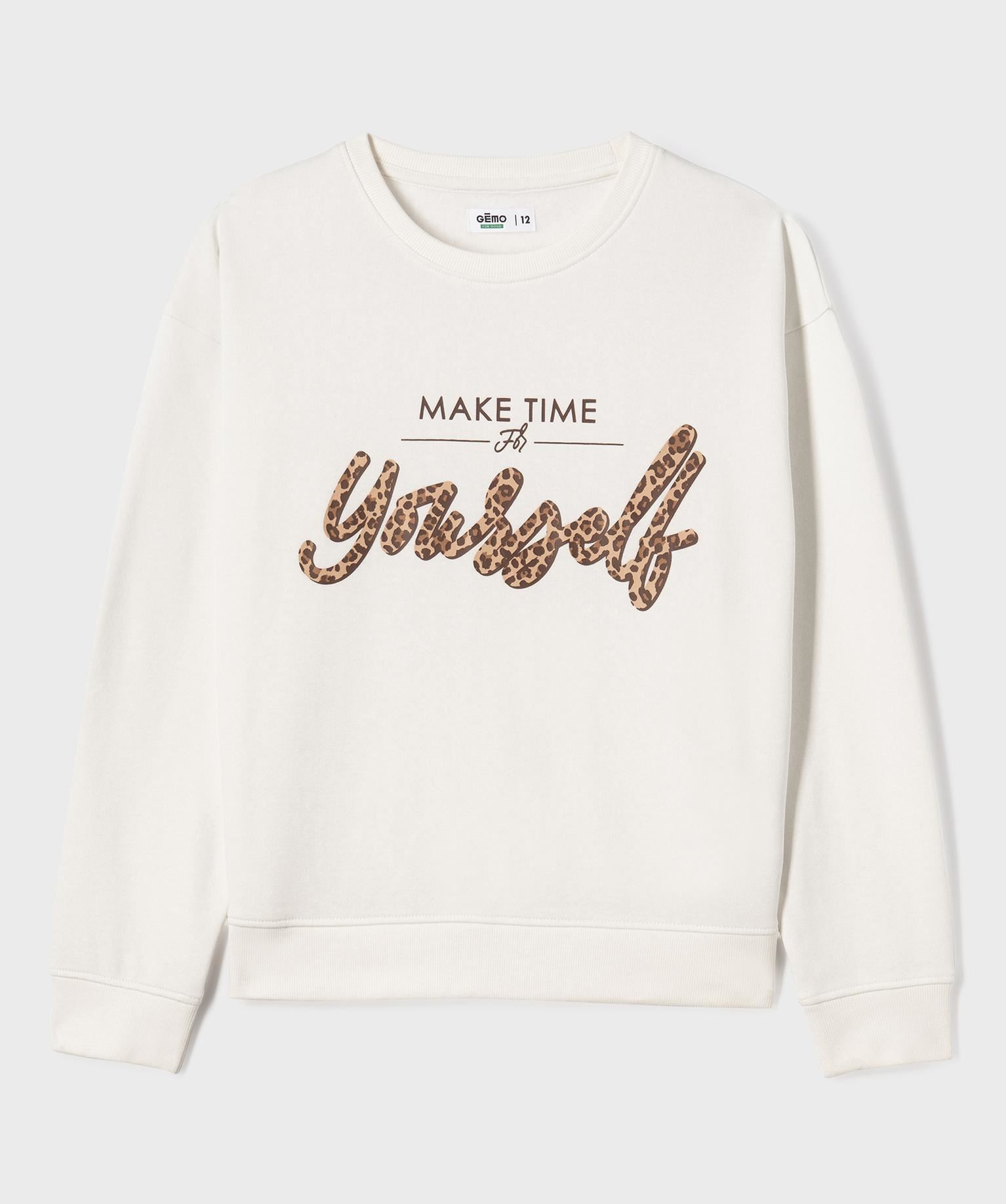 sweat en molleton imprime fille blanc sweats