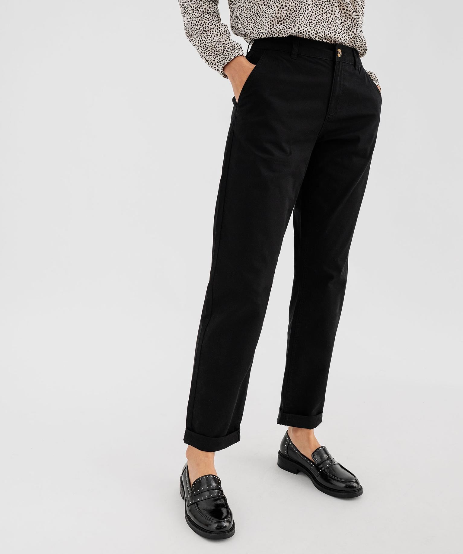 pantalon chino en coton stretch femme noir standard pantalons
