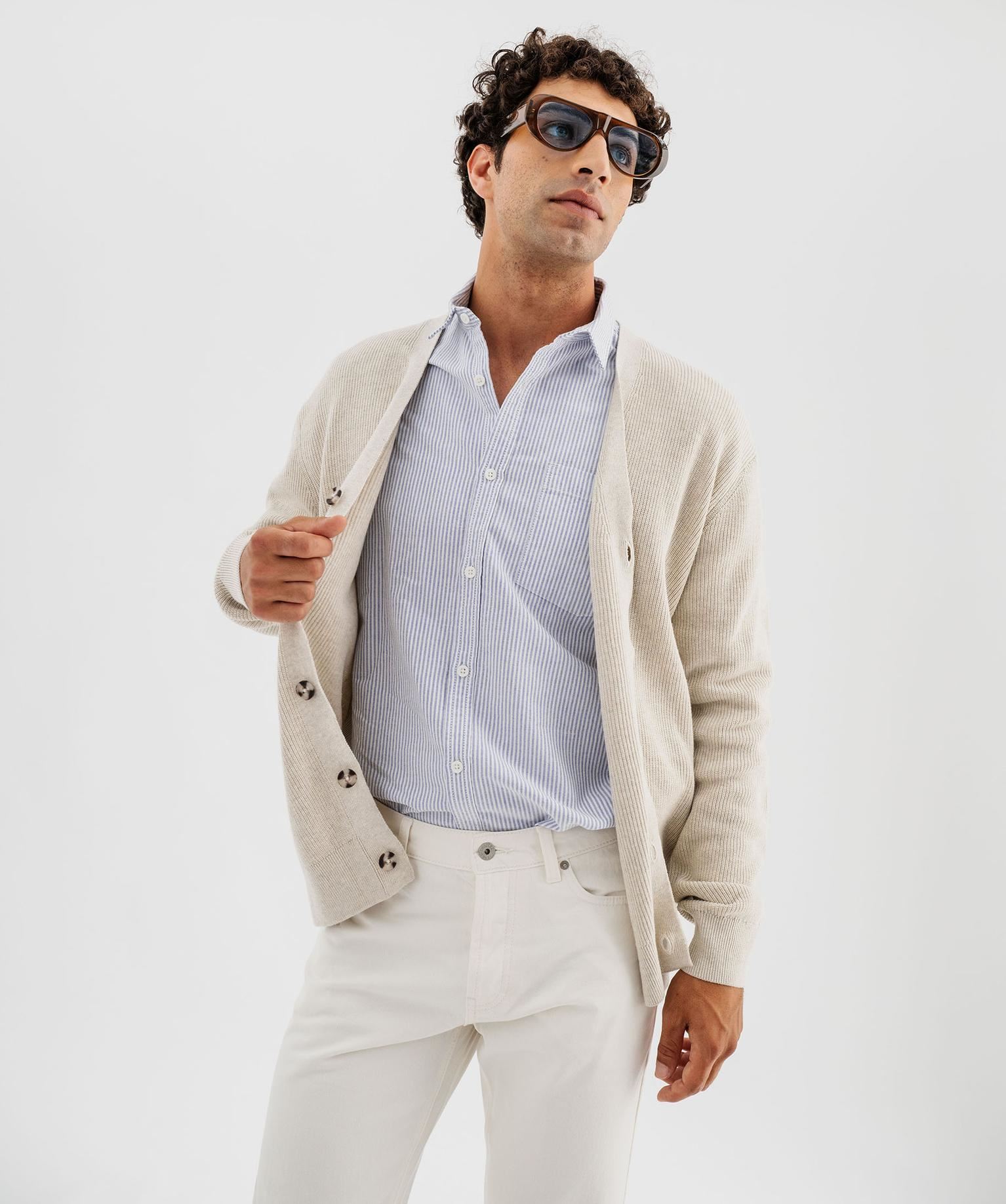 gilet a col v en coton homme beige gilets