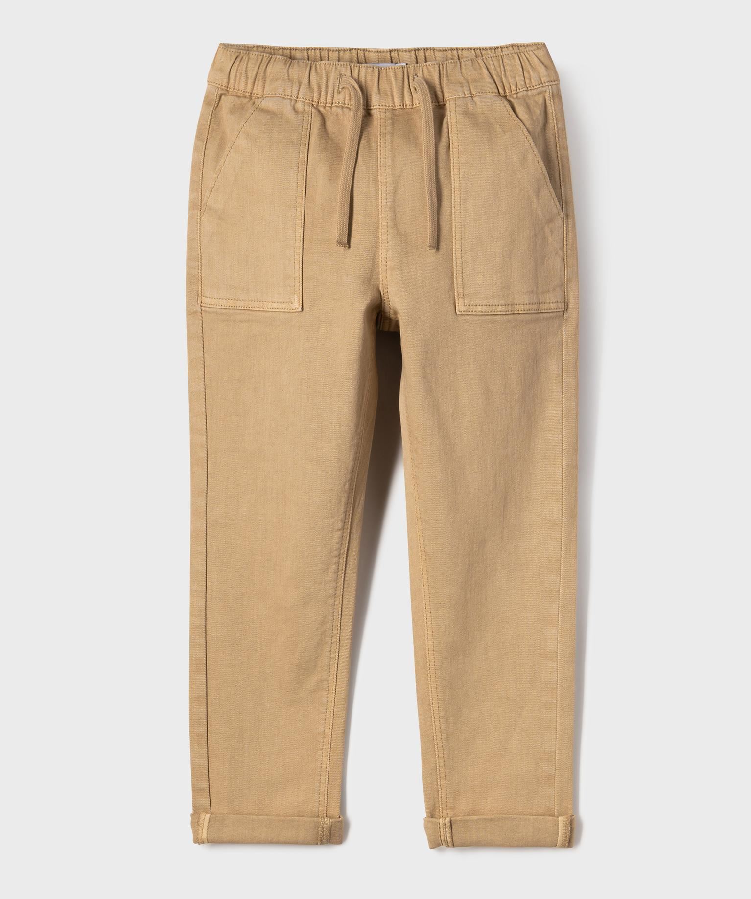 pantalon chino extensible avec taille elastique garcon brun pantalons