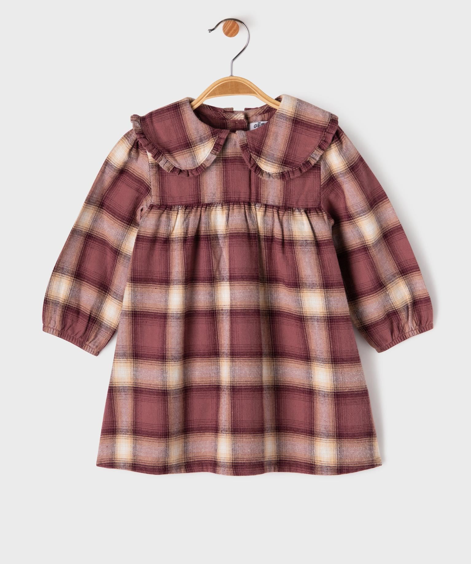 robe manches longues a col claudine a carreaux bebe fille rouge robes