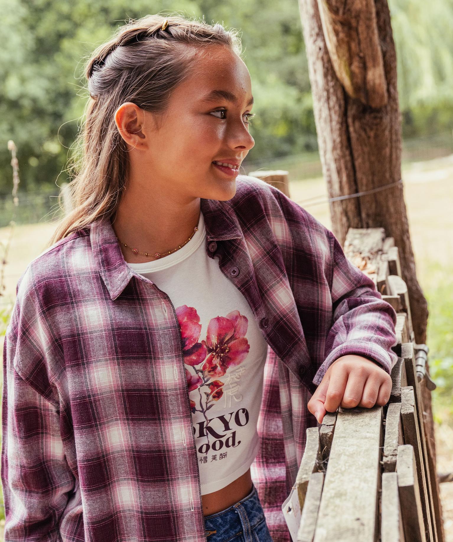 chemise a carreaux en flanelle de coton fille imprime