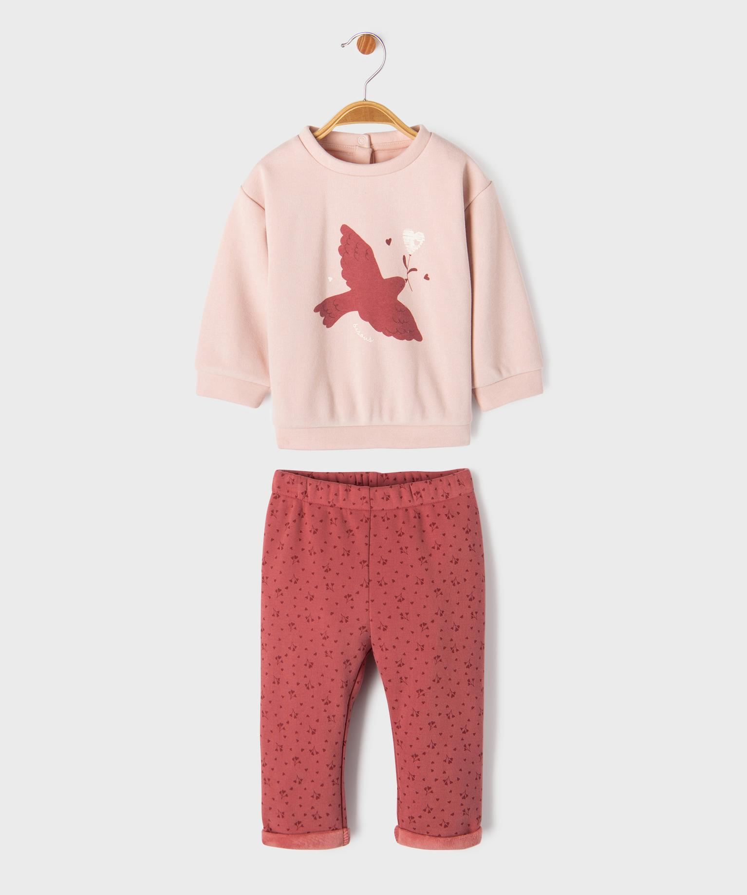 ensemble 2 pieces sweat pantalon chauds bebe fille rose standard