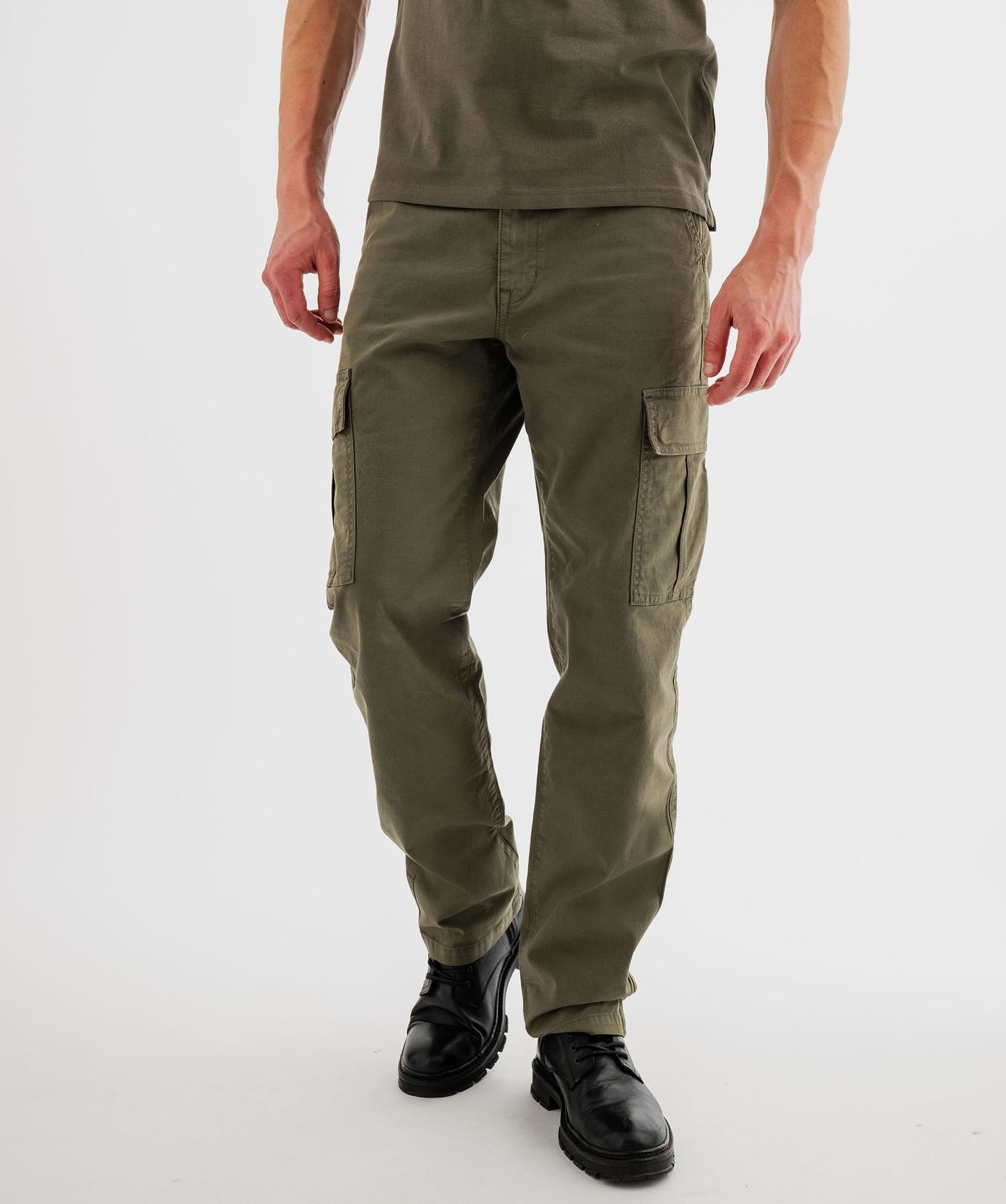 pantalon cargo regular en coton stretch homme kaki standard