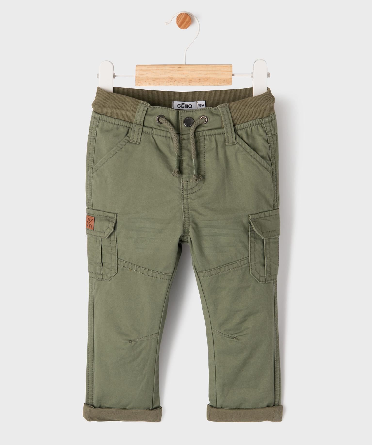 pantalon coupe cargo double avec taille elastique bebe garcon vert
