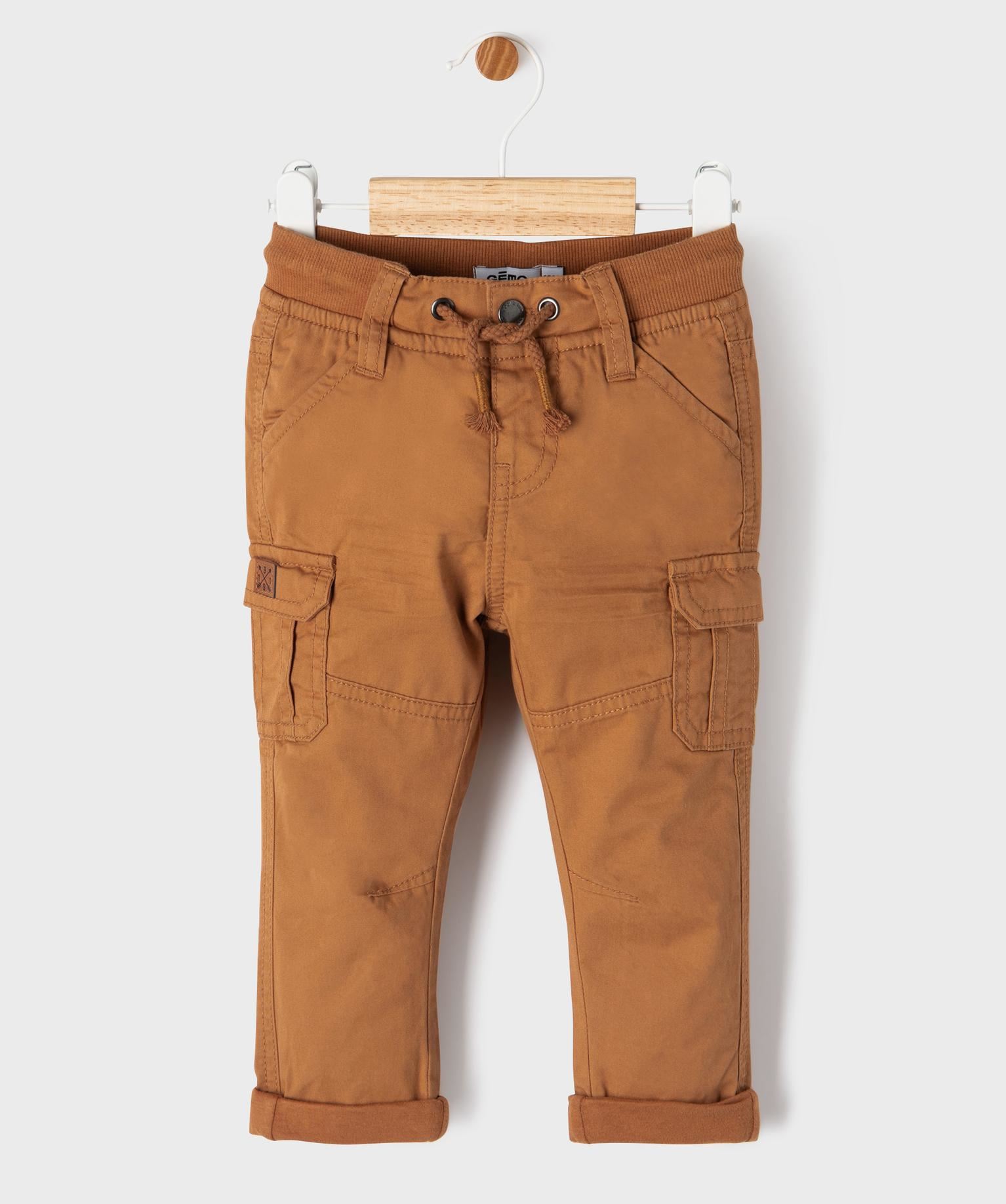 pantalon coupe cargo double avec taille elastique bebe garcon brun