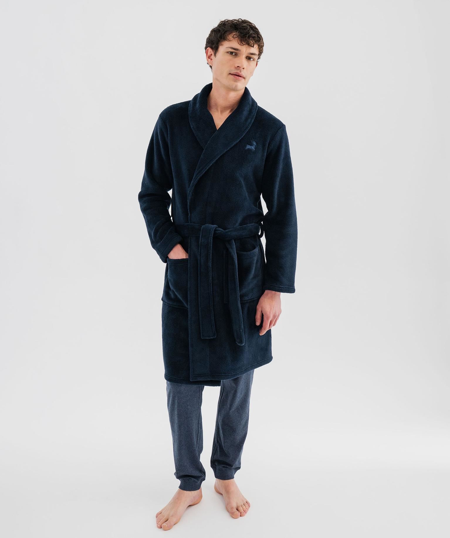 robe de chambre en maille douillette homme bleu standard