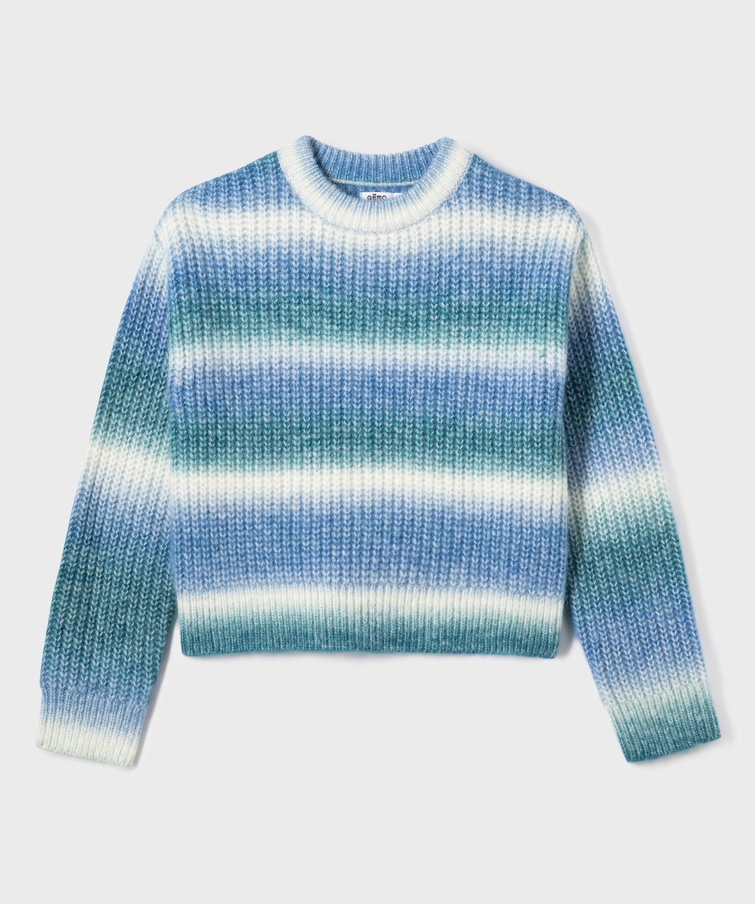 pull en grosse maille effet tie and dye fille bleu standard pulls