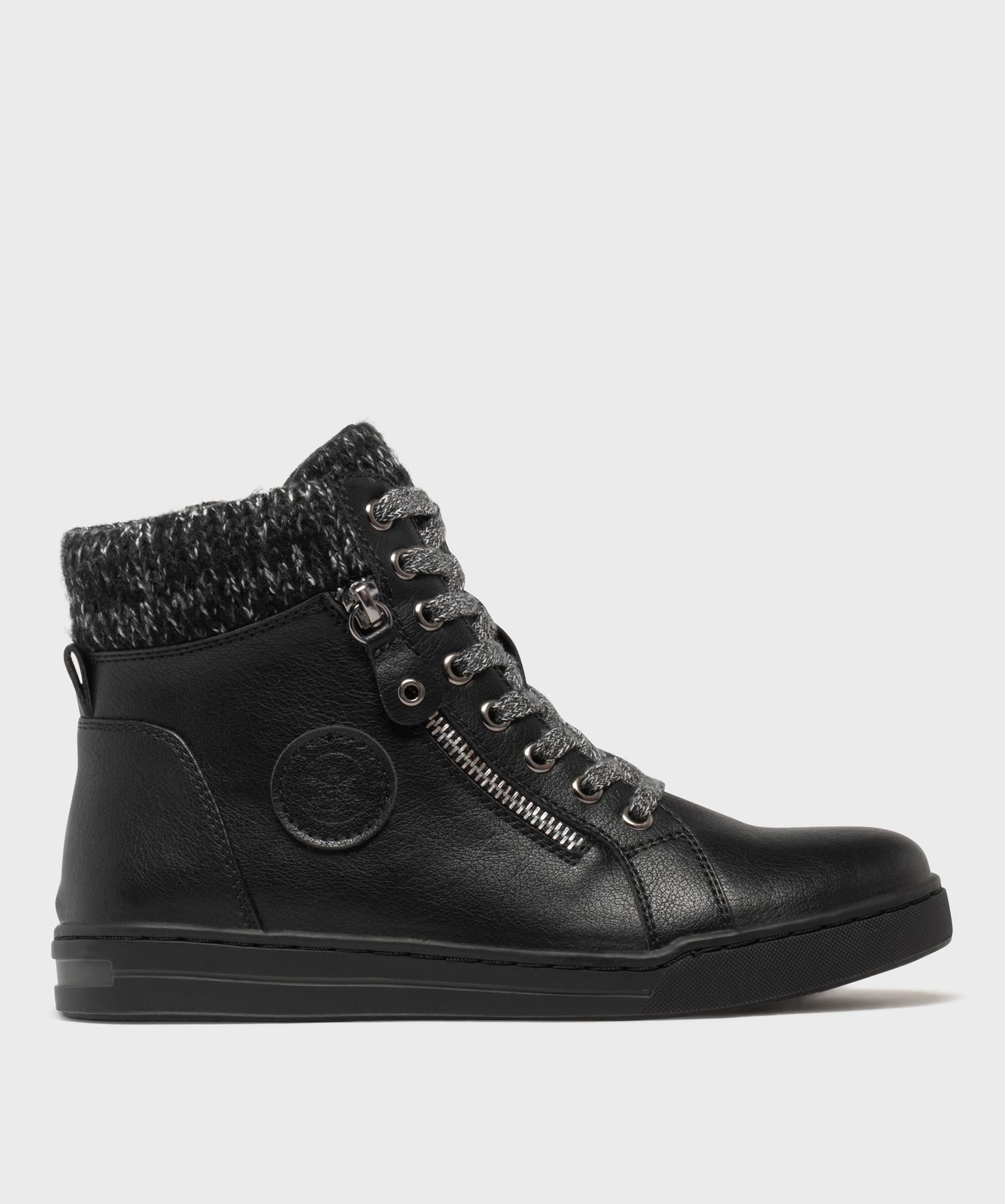 baskets montantes avec col en lainage femme - valentina baldano noir standard