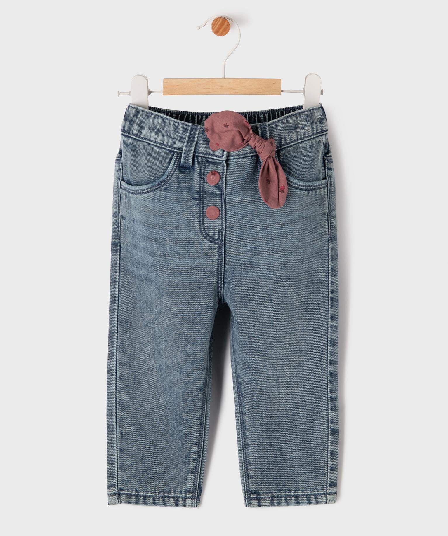 jean delave avec noeud a la taille bebe fille bleu vif pantalons