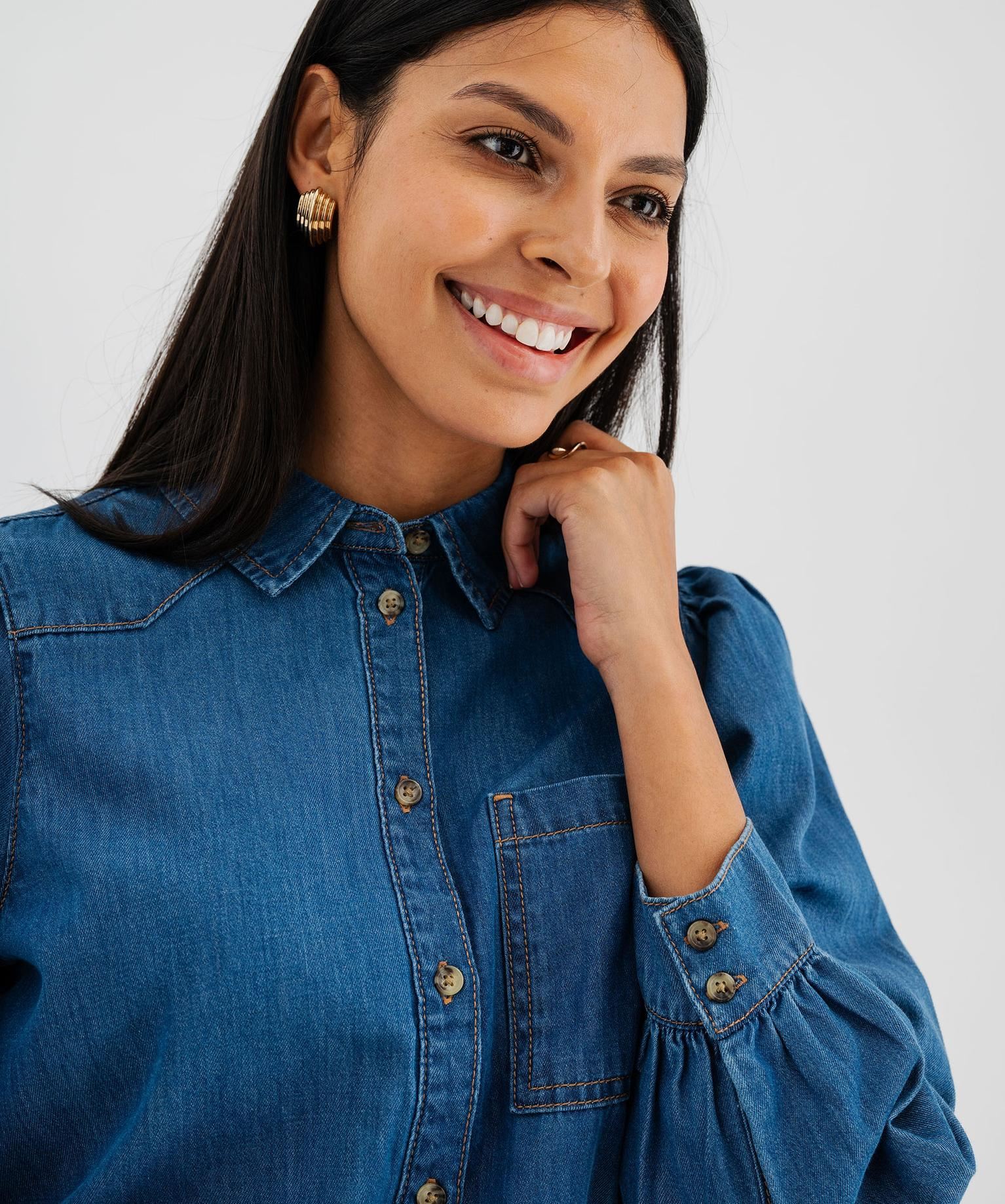 Robe chemise en jean femme F.A.M. Paris Salome Long stone