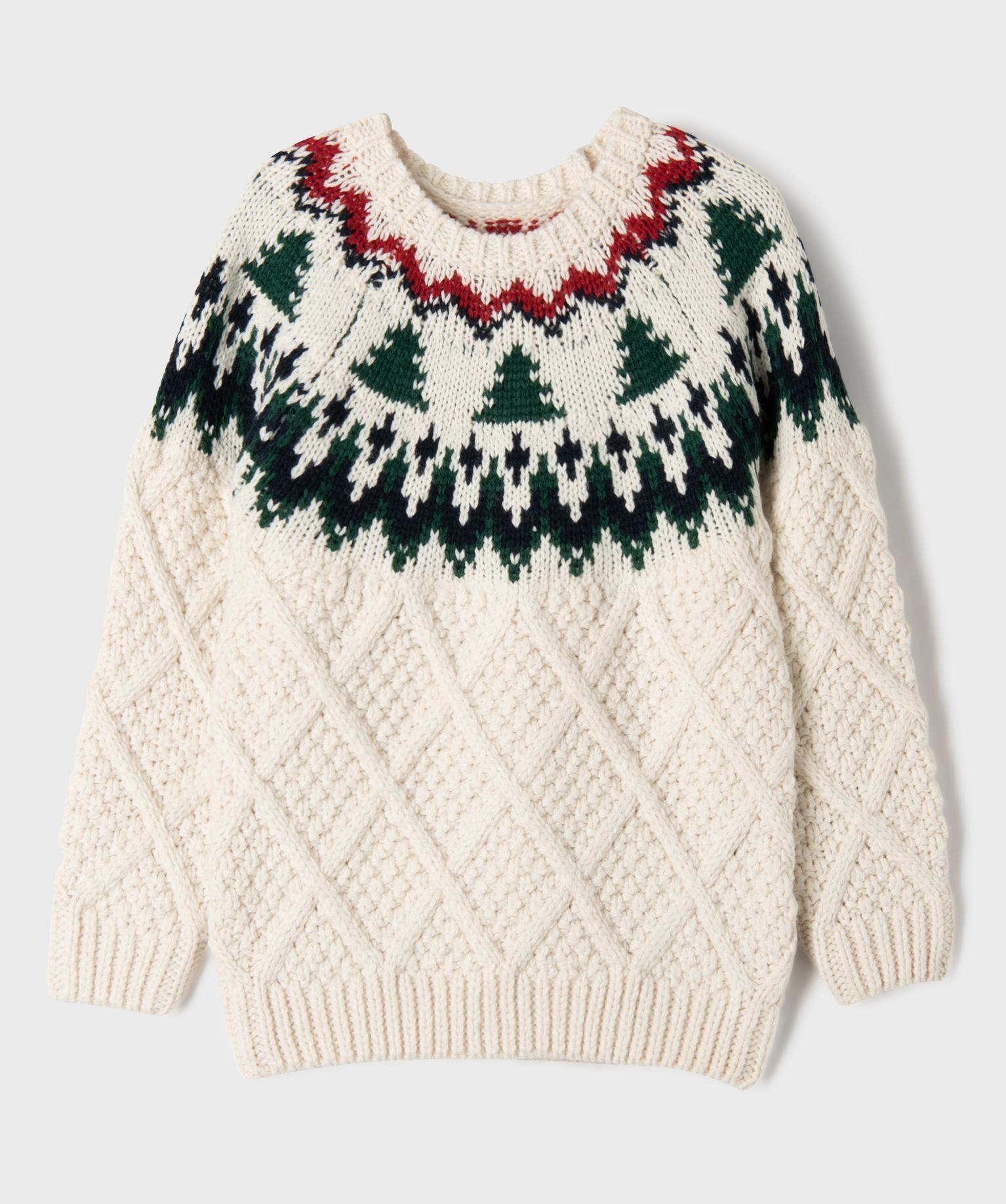 pull jacquard en grosse maille fantaisie garcon beige pulls