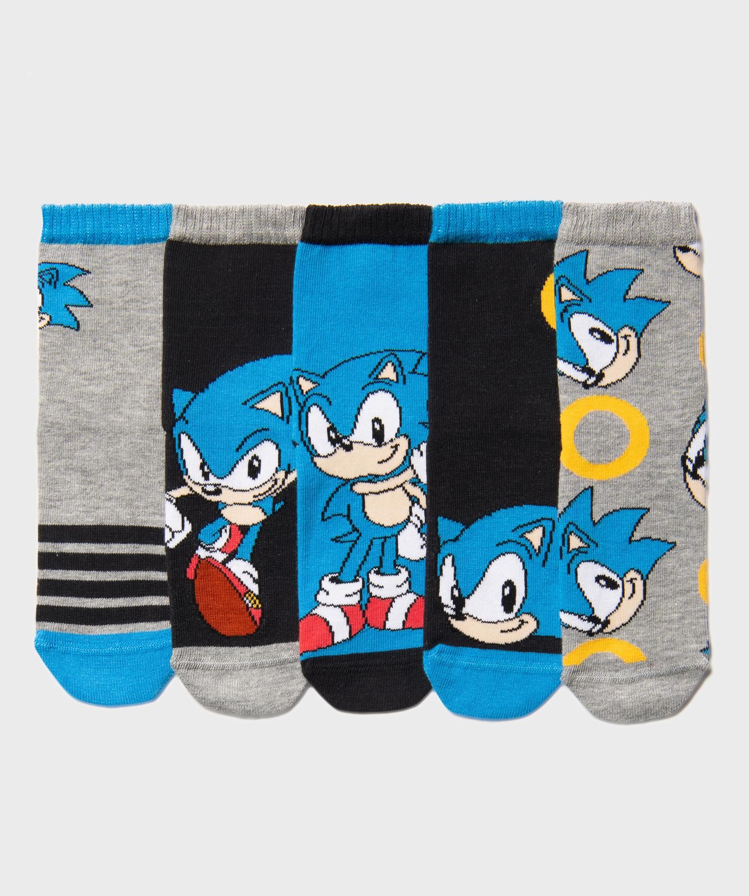 chaussettes hautes imprimees garcon (lot de 5) - sonic bleu standard