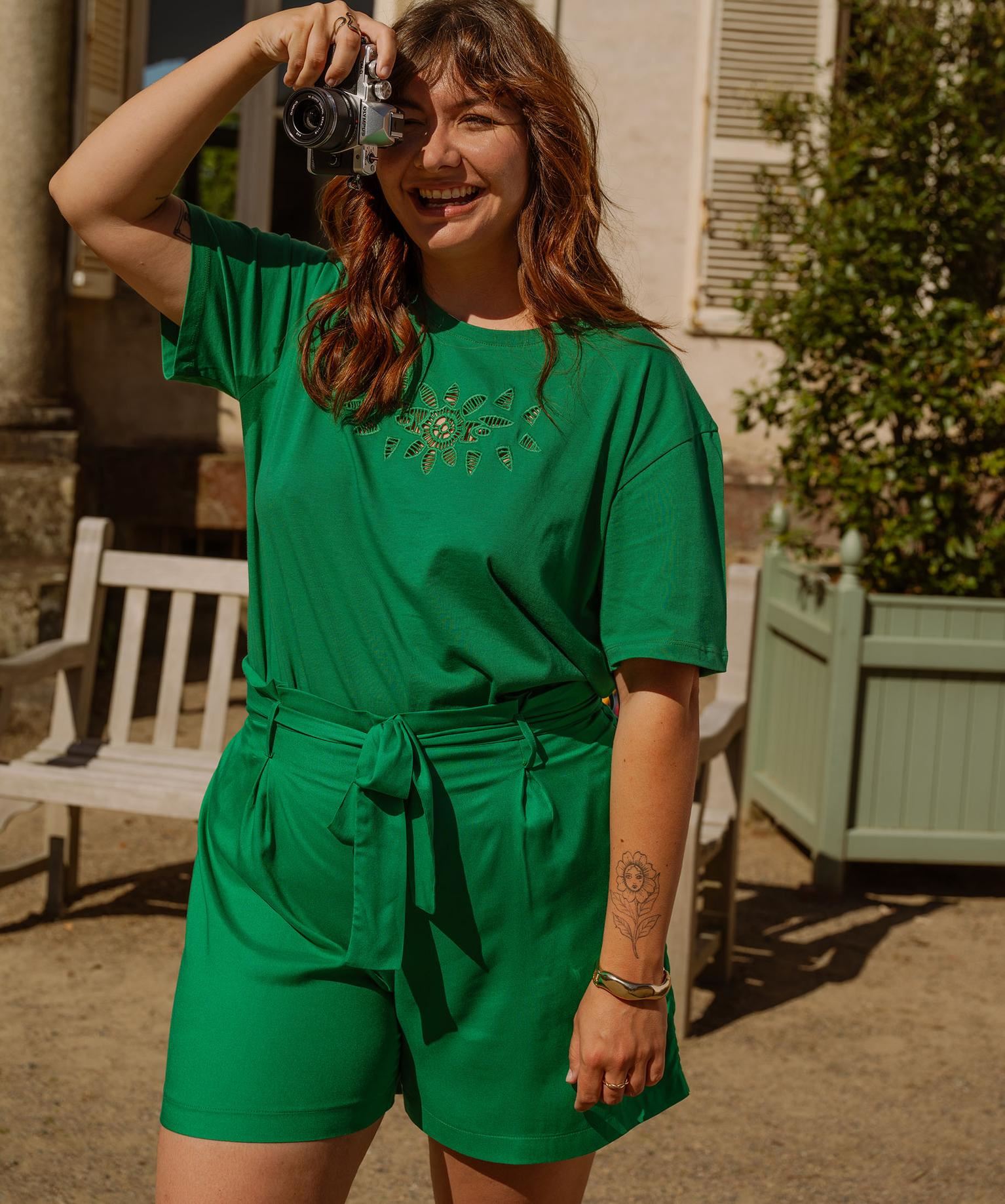 short fluide coupe ample femme grande taille vert standard shorts