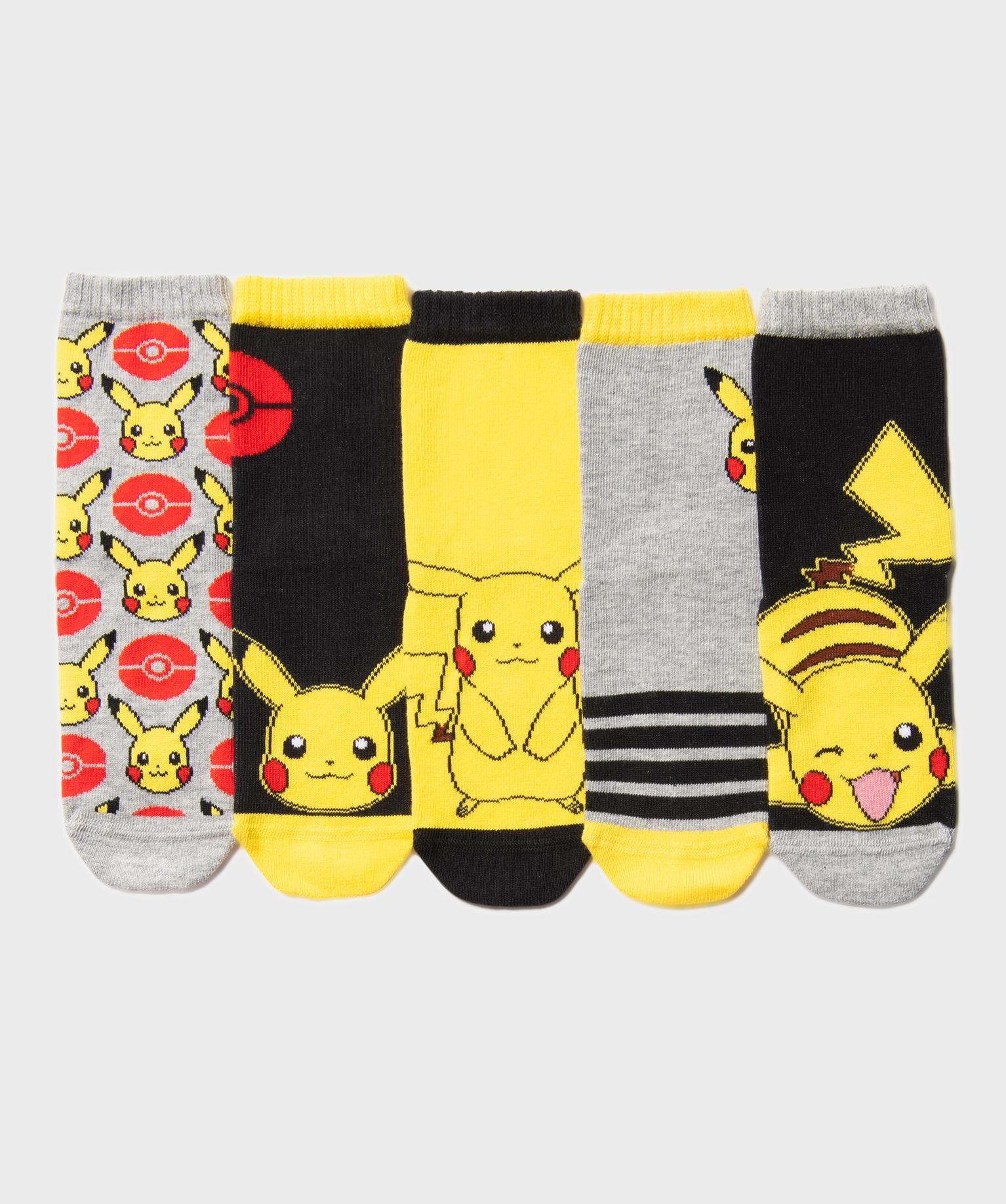 chaussettes hautes imprimees pikachu garcon (lot de 5) - pokemon jaune standard