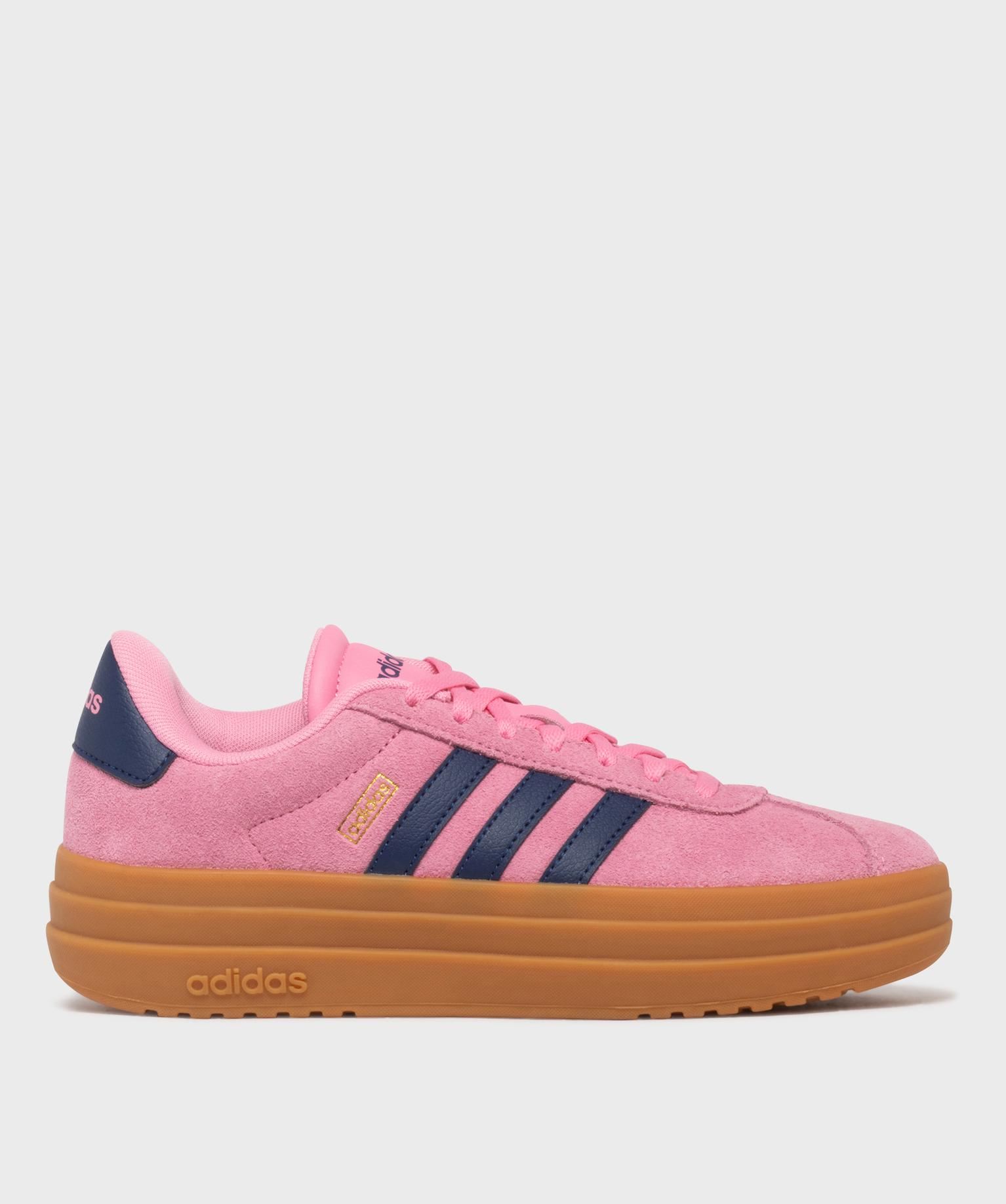 baskets en cuir avec semelle plateforme vl court bold femme - adidas rose standard