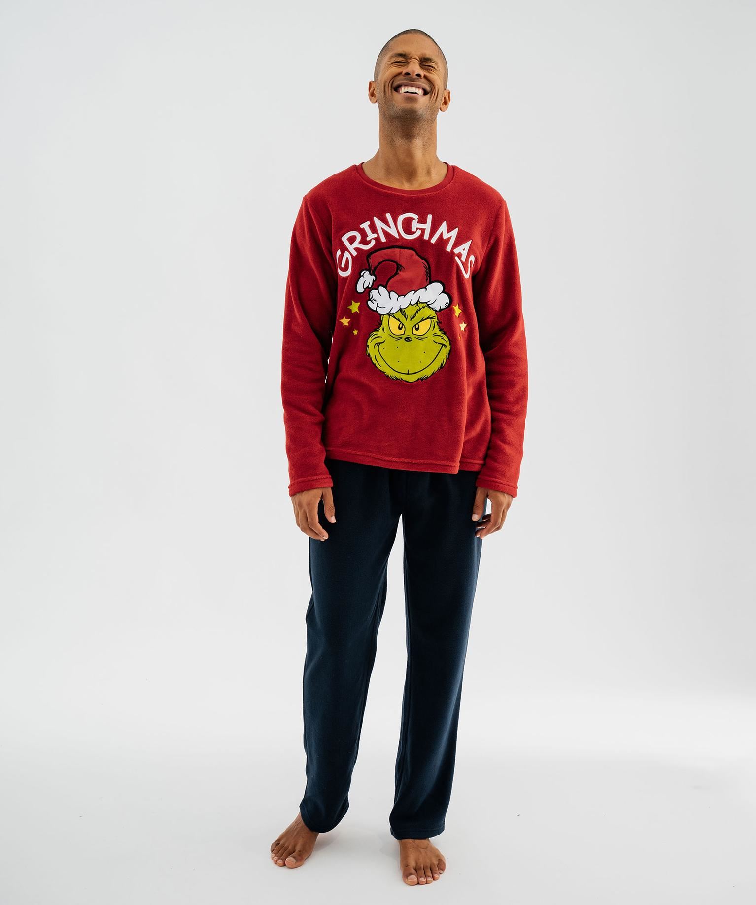 pyjama de noel en velours et polaire imprime le grinch homme rouge standard