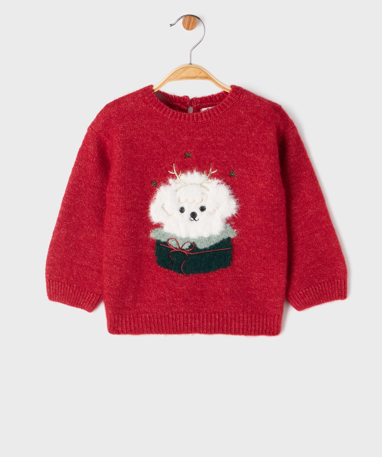 pull de noel en maille douce et chaude bebe fille rouge standard