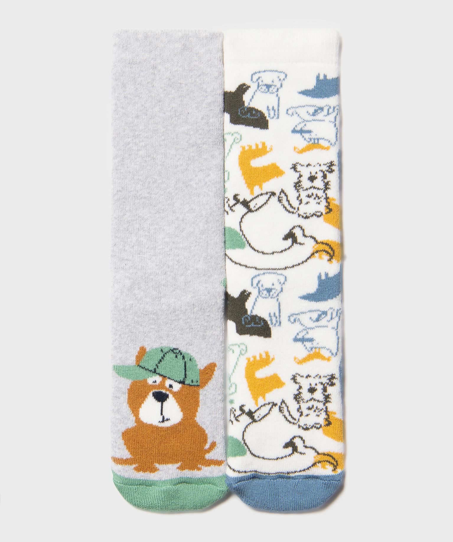 chaussettes antiderapantes a motifs animaux garcon (lot de 2) bleu standard