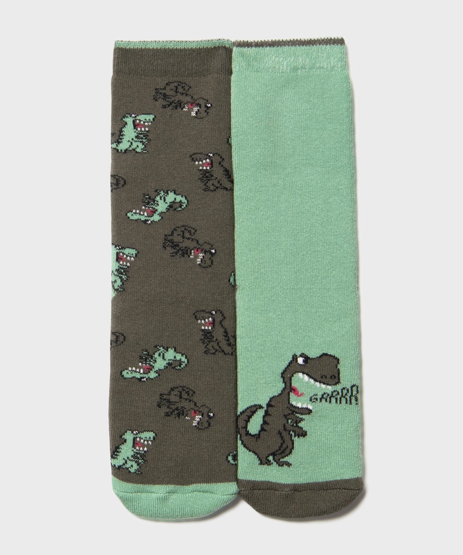 chaussettes antiderapantes a motifs dinosaures garcon (lot de 2) vert standard