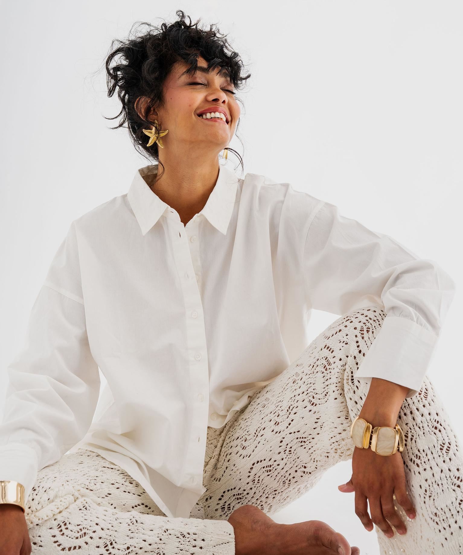 pantalon en maille ajouree facon crochet femme blanc standard pantalons
